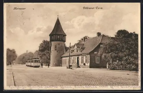 AK Hannover, Strassenbahn am Döhrener Turm