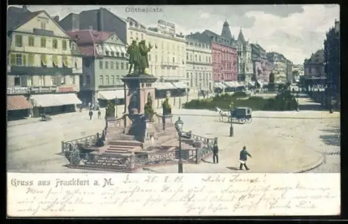 AK Frankfurt a. M., Götheplatz mit Passanten