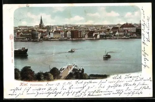AK Kiel, Panorama mit Dampfern