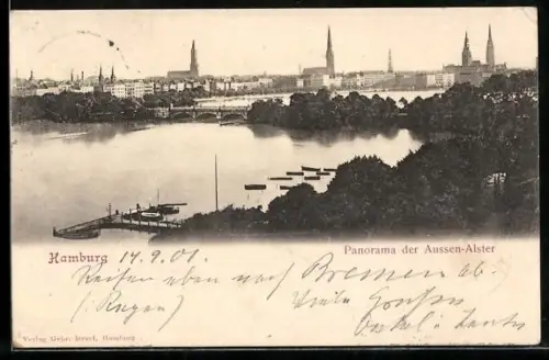 AK Hamburg, Panorama der Aussen-Alster