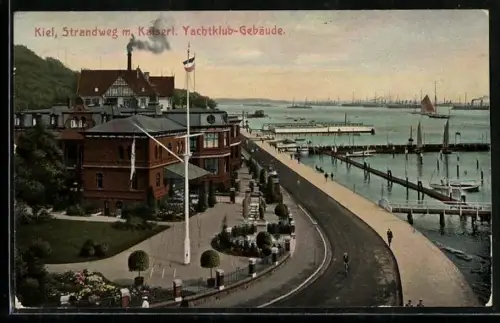 AK Kiel, Strandweg mit Kaiserlichem Yachtklub-Gebäude