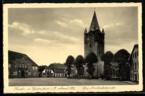 AK Westerstede i. O., Kirche mit Marktplatzpartie