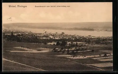 AK Winkel /Rheingau, Gesamtansicht vom Schloss Johannisberg aus