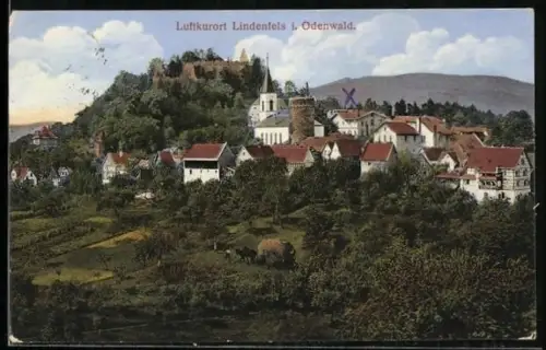 AK Lindenfels i. Odenwald, Blick zum Ort