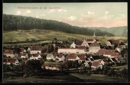 AK Bebenhausen, Ortsansicht mit kgl. Jagdschloss