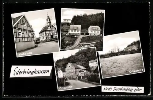 AK Ederbringhausen /Frankenberg, Kirchpartie, Orkepartie