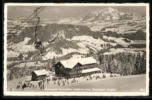 AK Oberstdorf /Allgäu, Alpenhotel Schönblick, Skilift