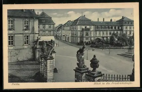 AK Fulda, Gasthaus Zum Kurfürsten, Blick in die Friedrichstrasse
