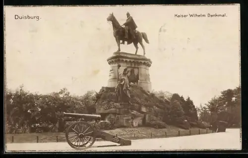 AK Duisburg, Kaiser Wilhelm Denkmal, Kanone