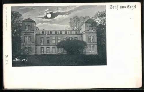 AK Berlin-Tegel, Schloss im Mondschein