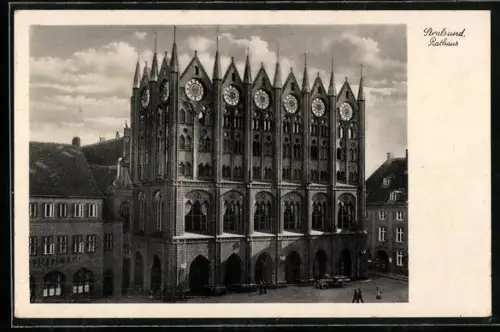 AK Stralsund, Blick zum Rathaus