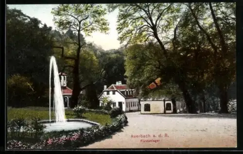 AK Auerbach / Brenz, Fürstenlager mit Springbrunnen