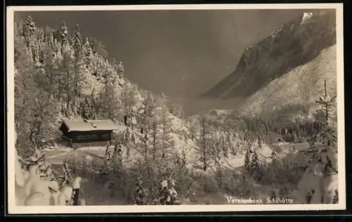AK Neuhaus / Schliersee, Bayerische Vereinsbank Skihütte im Winter