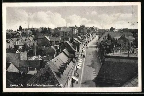 AK Hartha i. Sa., Blick auf die Dresdener Strasse