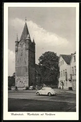 AK Westerstede, Marktplatz mit Kirchturm