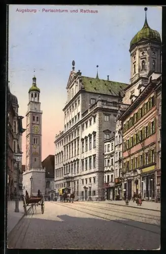 AK Augsburg, Perlachturm, Rathaus