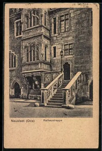 AK Neustadt /Orla, Rathaustreppe