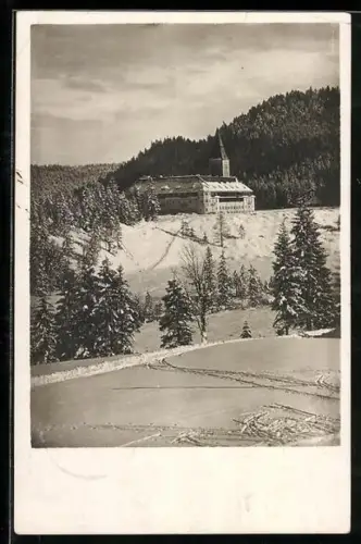 Foto-AK Elmau, Schloss Elmau im Winter