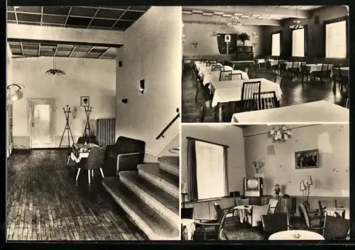 AK Carlsfeld /Erzgeb., Ferienheim Wilzschmühle des VEB BKK Borna, Innenansichten