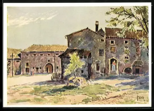 Künstler-AK Biringen, Ortspartie, 