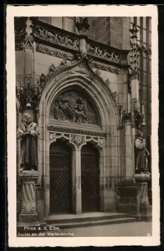 AK Pirna a. d. Elbe, Portal an der Marienkirche