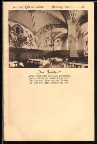 AK Hamburg, Ratsweinkeller Innenansicht