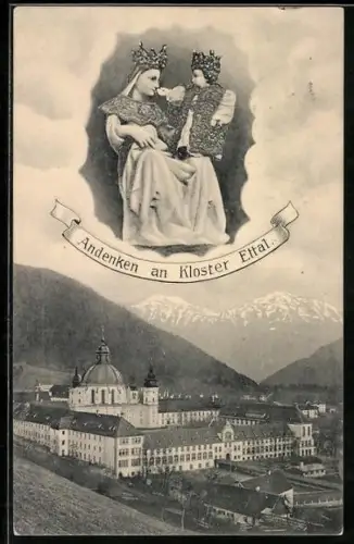 AK Ettal, Kloster Ettal, Marienstatue