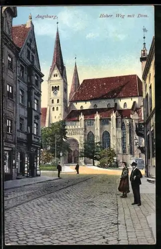 AK Augsburg, Hoher Weg mit Dom