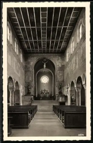 AK Insel Reichenau /Bodensee, Münster St. Maria und Markus, Blick in das Mittelschiff und den Hohen Chor