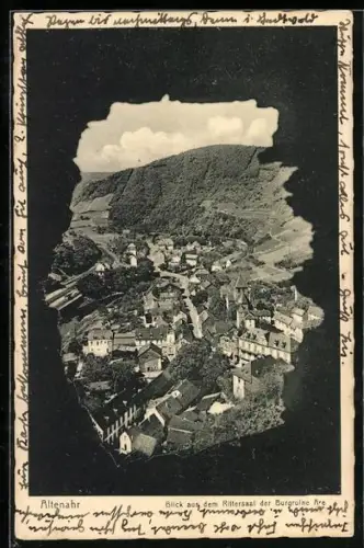 AK Altenahr, Blick aus dem Rittersaal der Burgruine Are