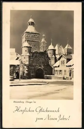 AK Weissenburg / Bayern, Winteransicht des Ellinger Tores