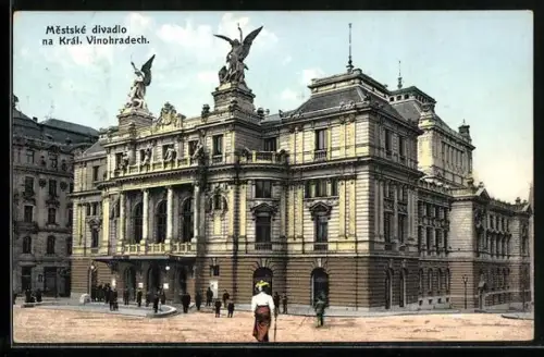 AK Prag / Praha, Kral. Vinohrady, mestské divadlo