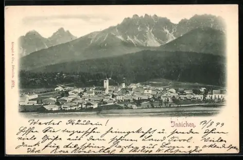 AK Innichen, Totalansicht des Ortes mit Umgebung