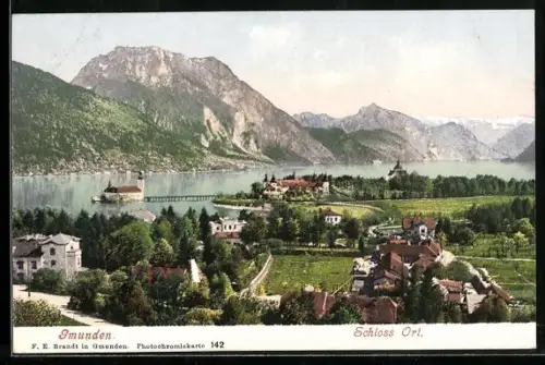 AK Gmunden, Blick auf Schloss Ort