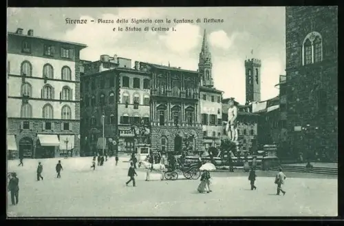 AK Firenze, Piazza della Signoria con la Fontana di Nettuno