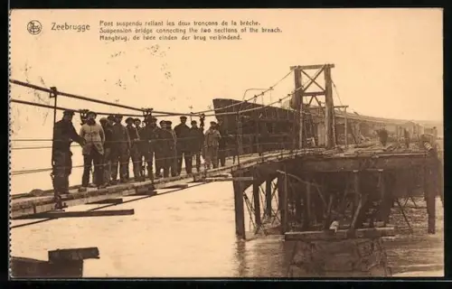 AK Zeebrugge, Pont suspendu reliant les deux troncons de la brèche