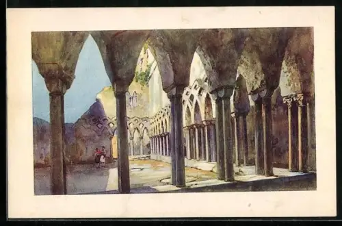 Künstler-AK Amalfi, Il Chiostro dei Cappuccini