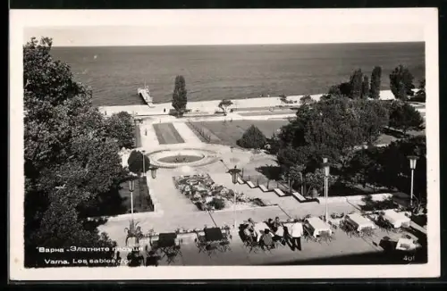 AK Varna, les Sables d`Or, Blick von einer Terrasse auf das Meer