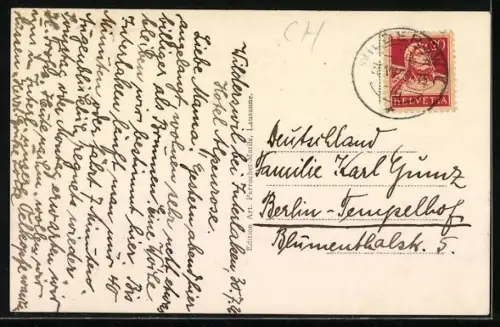 AK Wilderswil, Gesamtansicht des Ortes mit Eiger, Mönch und Jungfrau