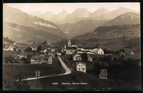 AK Nesslau-Neu St. Johann, Teilansicht mit Strassenpartie