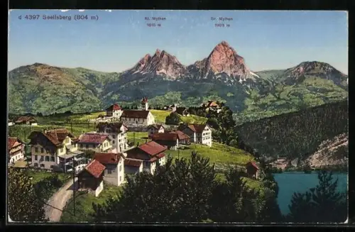 AK Seelisberg, Teilansicht mit Kl. Mythen u. Gr. Mythen