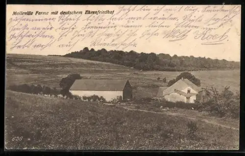 AK Verdun, Molleville Ferme, Ansicht mit deutschem Ehrenfriedhof