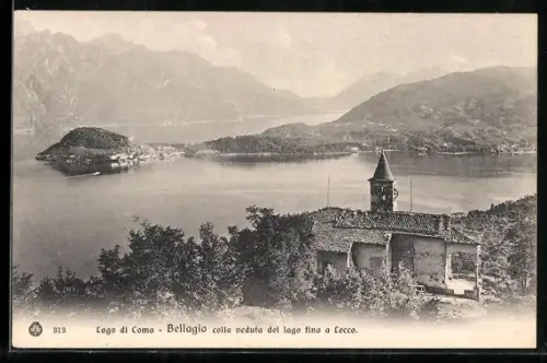 AK Bellagio, colla veduta de lago fino a Lecco