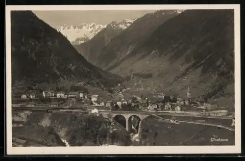 AK Göschenen, Ortstotale mit der Brücke