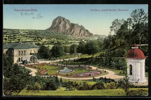 AK Sauerbrunn-Bilin / Bilina, Kurhaus Josefs-Quelle