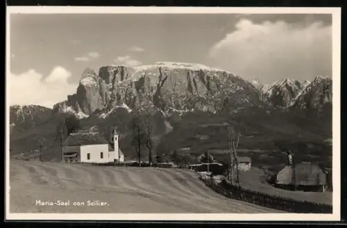 AK St. Lorenzen /Pustertal, Kirche Maria-Saal, Panorama con Sciliar