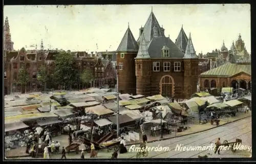AK Amsterdam, Neuwmarkt met Waag