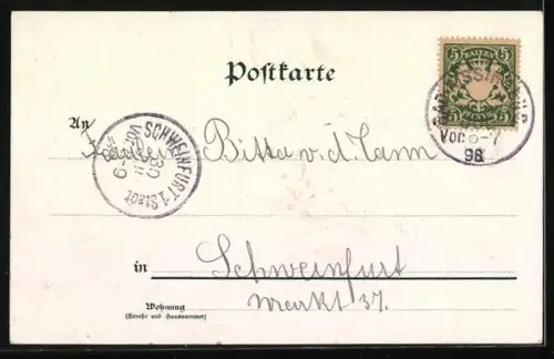 Lithographie Hänsel und Gretel bei den Enten, laufen weg vom Lebkuchenhaus