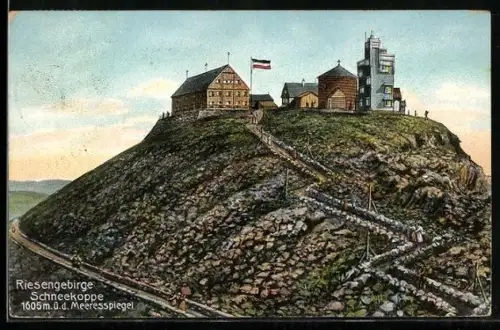 AK Schneekoppenhäuser, Fernblick auf die Schneekoppe