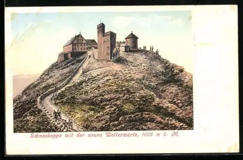 AK Schneekoppenhäuser mit der neuen Wetterwarte